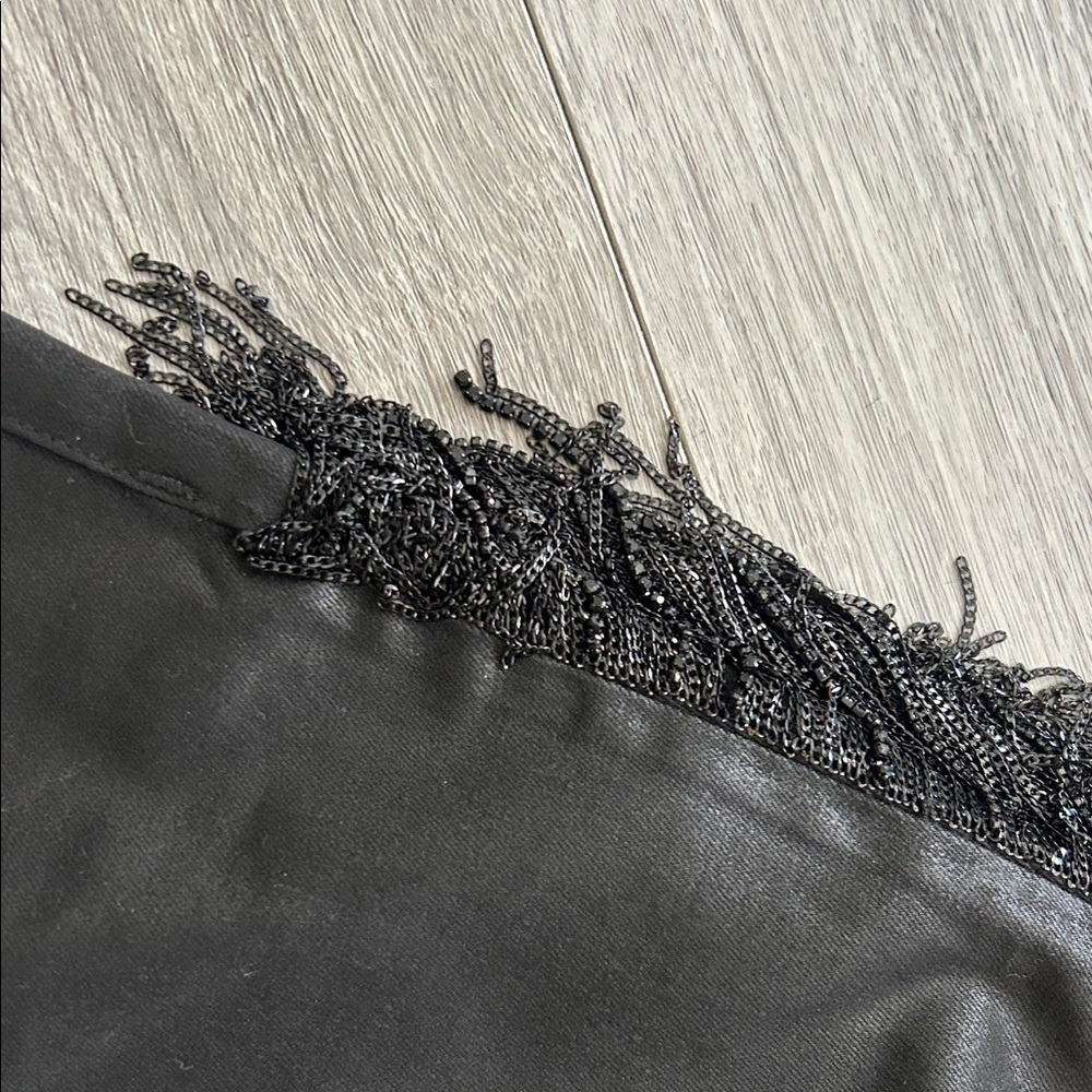 NWT J Brand x Halpern Maria High Rise Skinny Jeans Black Fringe Chain Sz 26 $398 - Picture 5 of 13